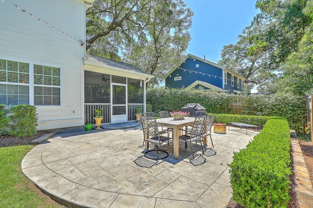 2150 Terrabrook Ln, Charleston, SC 29412 - view of patio with a sunroom, outdoor dining space, and ceiling fan