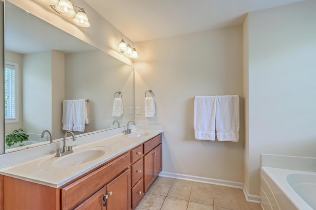 2150 Terrabrook Ln, Charleston, SC 29412 - bathroom with double vanity, a garden tub, and tile patterned flooring