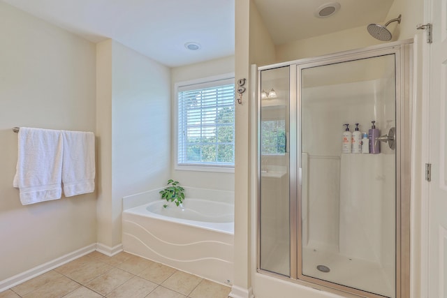 2150 Terrabrook Ln, Charleston, SC 29412 - bathroom featuring a shower stall, tile patterned flooring, and a garden tub