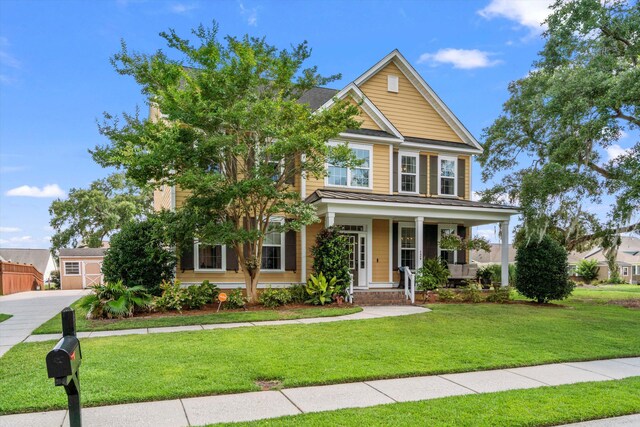 129 Saluda Dr, Moncks Corner, SC 29461 - view of front facade with a porch and a front lawn