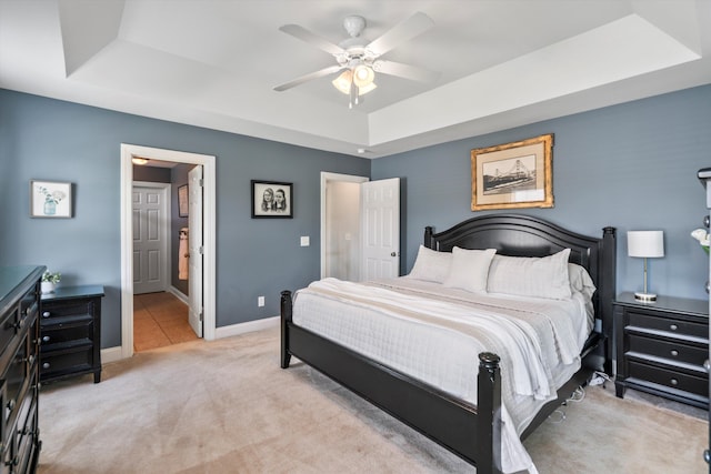 129 Saluda Dr, Moncks Corner, SC 29461 - carpeted bedroom featuring a raised ceiling, a ceiling fan, and ensuite bath