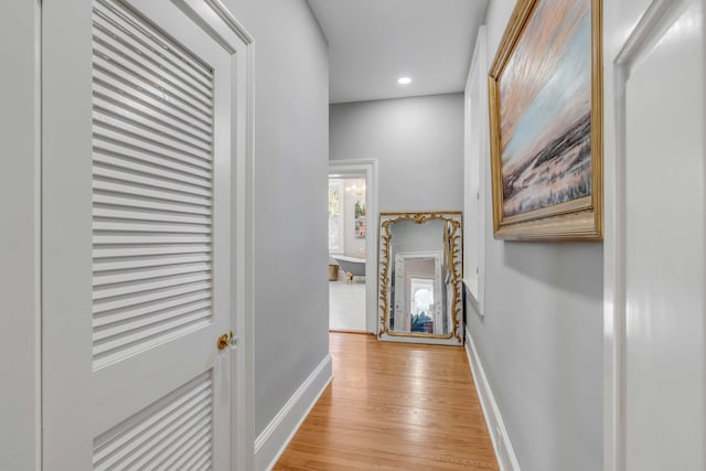 hallway featuring light wood-type flooring