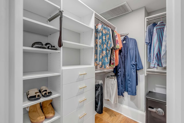 spacious closet with light wood-type flooring