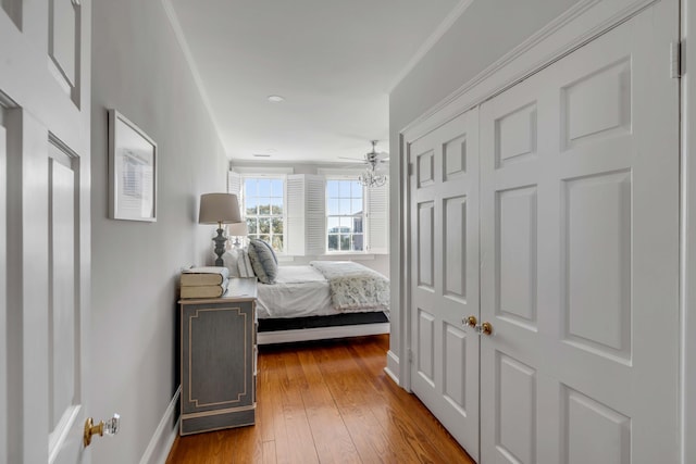 bedroom with light hardwood / wood-style flooring