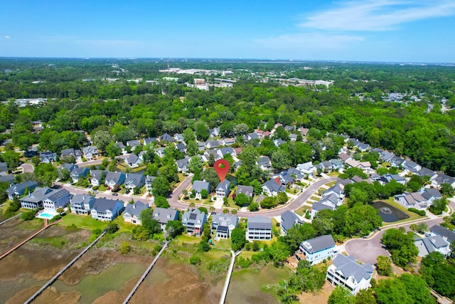 birds eye view of property with a residential view