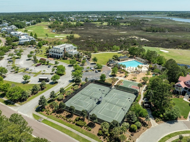 bird's eye view with golf course view