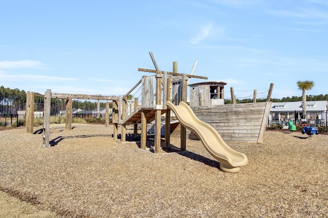 community play area with fence