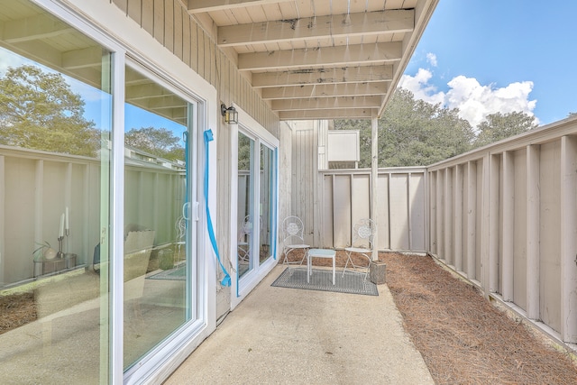 balcony with a patio area