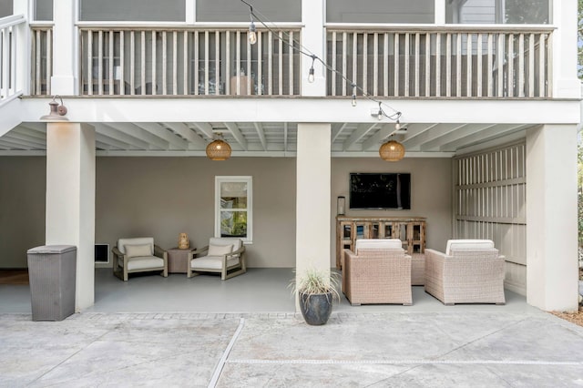 view of patio / terrace featuring a balcony and an outdoor hangout area