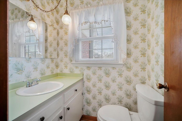 2830 Wire Rd, Saint George, SC 29477 - bathroom with vanity, toilet, and a healthy amount of sunlight