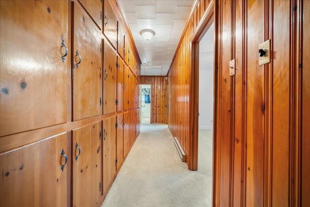 2830 Wire Rd, Saint George, SC 29477 - hall featuring light colored carpet and wood walls
