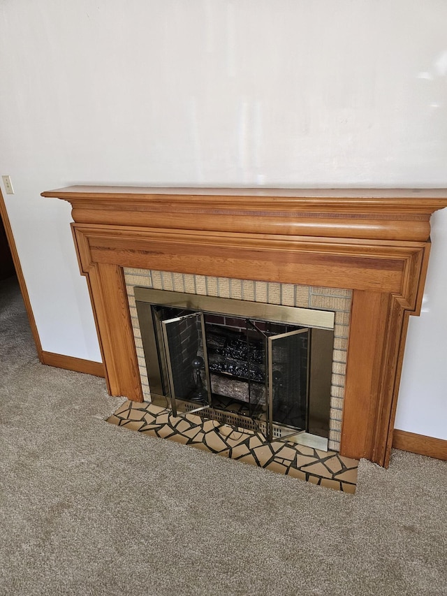 2830 Wire Rd, Saint George, SC 29477 - details with a brick fireplace and carpet floors