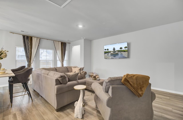 living room featuring light hardwood / wood-style flooring