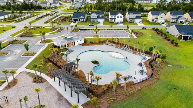 aerial view with a residential view
