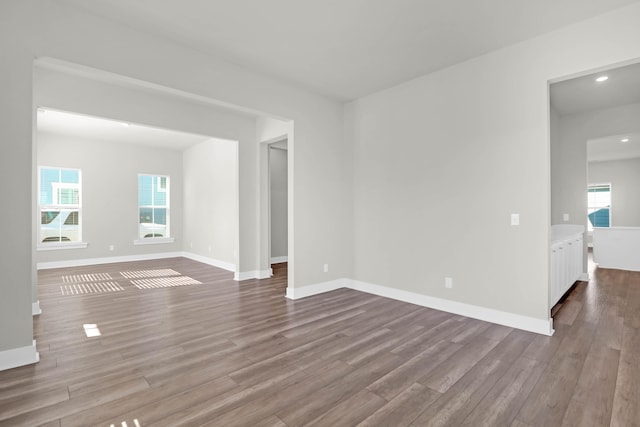 spare room featuring a healthy amount of sunlight and light wood-type flooring