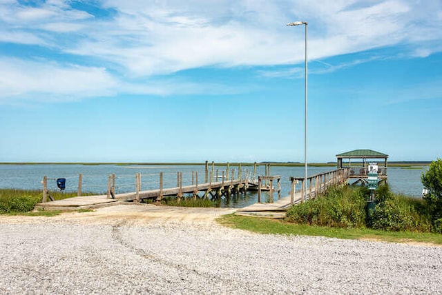 view of dock featuring a water view