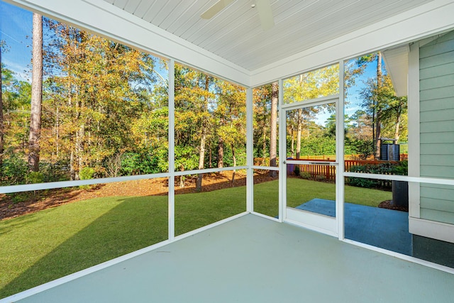 view of unfurnished sunroom