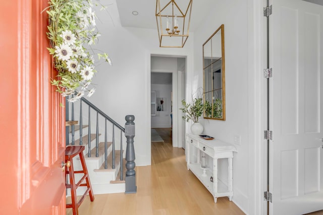 entrance foyer with light wood-type flooring