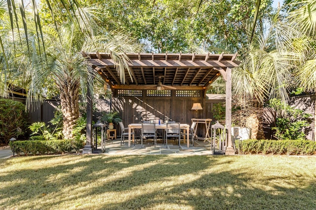 exterior space with a patio area and a pergola