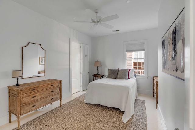 bedroom featuring ceiling fan