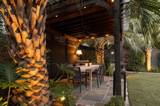 view of patio / terrace with ceiling fan