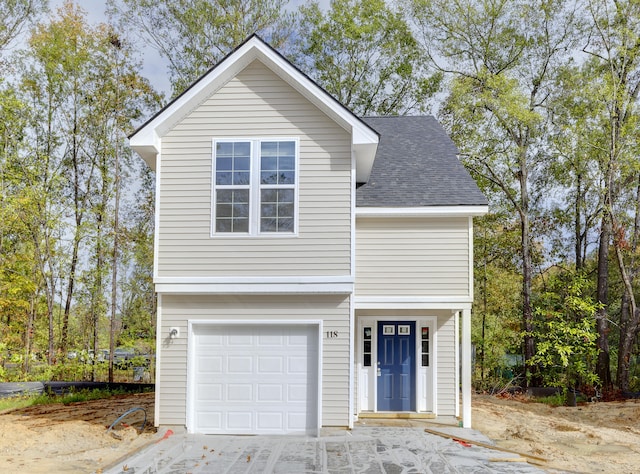 front facade with a garage