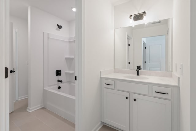 351 Blue Oak Dr, Moncks Corner, SC 29461 - bathroom with vanity, tub / shower combination, tile patterned floors, and baseboards
