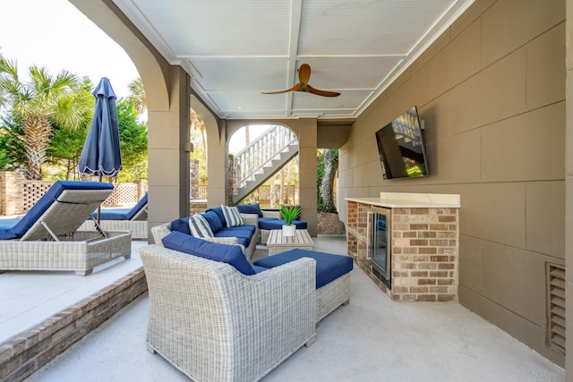 3 Cross Ln, Isle Of Palms, SC 29451 - view of patio featuring an outdoor living space, stairway, and a ceiling fan
