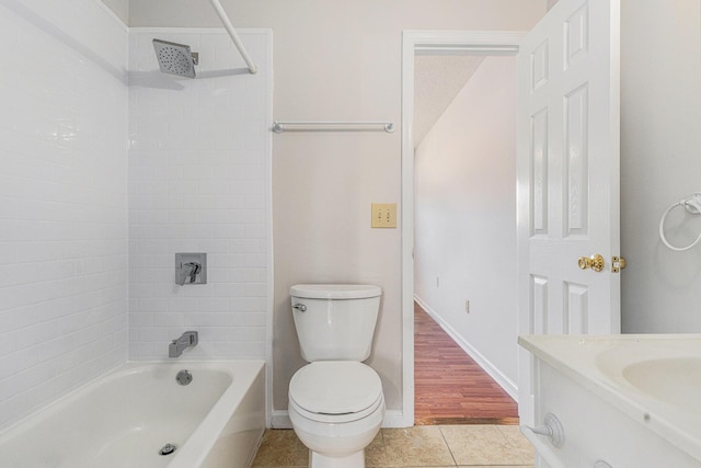 111 Elmwood Ave Unit A, Ladson, SC 29456 - bathroom with toilet, bathtub / shower combination, tile patterned floors, vanity, and baseboards