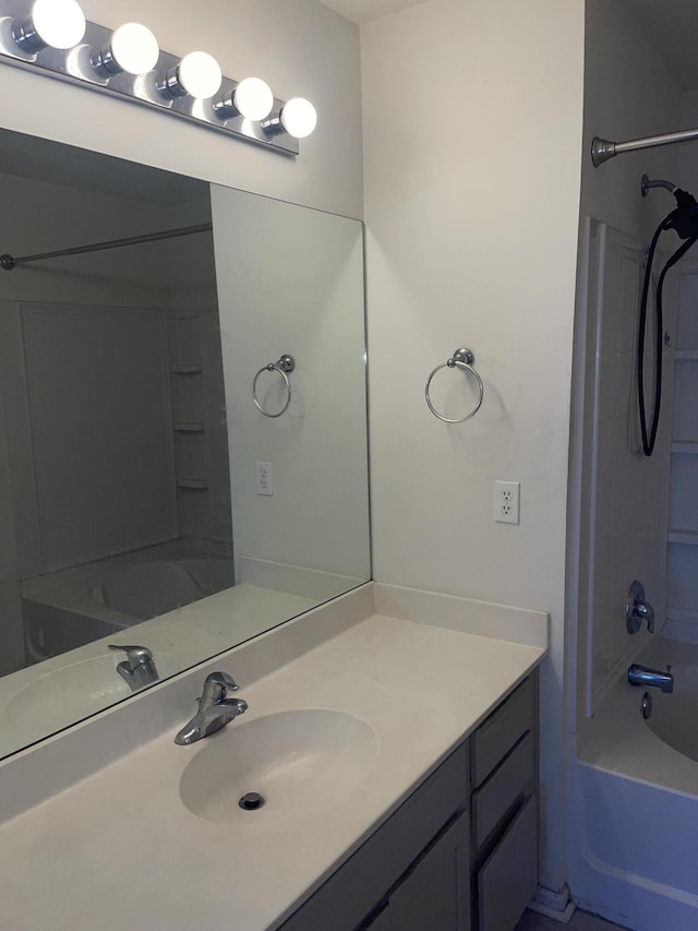 bathroom featuring shower / washtub combination and vanity