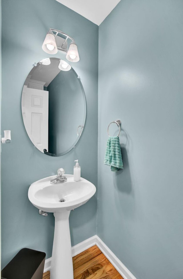 bathroom featuring wood-type flooring