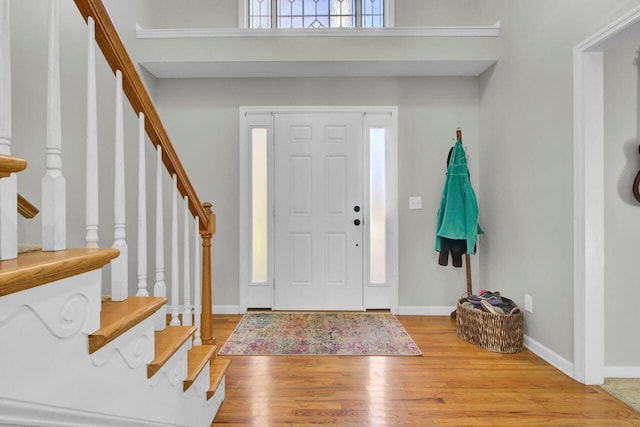 entrance foyer with light wood-type flooring