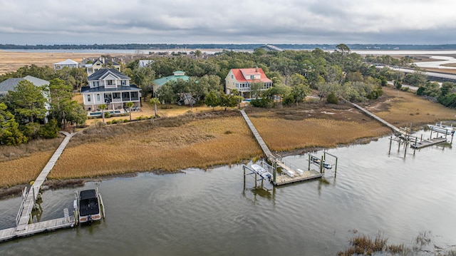 bird's eye view featuring a water view