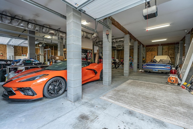 garage with a garage door opener