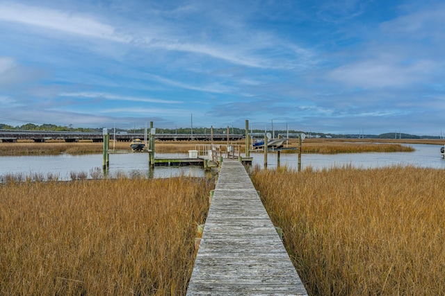 dock area featuring a water view