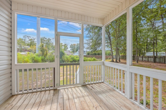 view of unfurnished sunroom