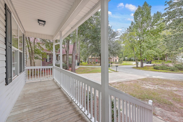 wooden deck with covered porch
