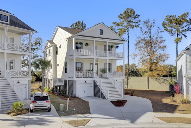 view of front of house with a balcony and a porch