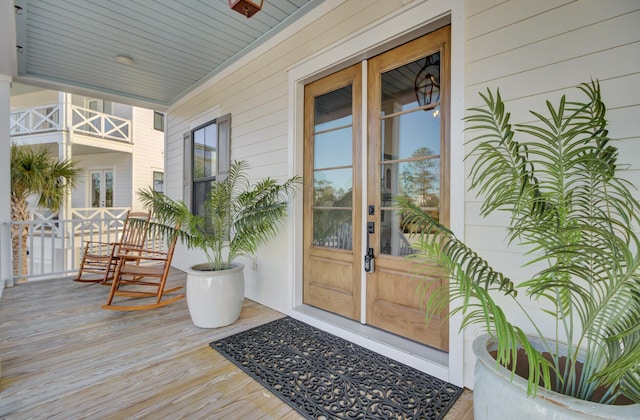 doorway to property with french doors