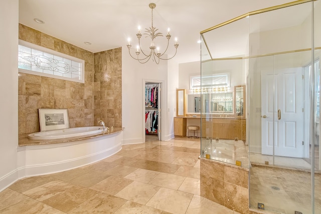 5084 Timber Race Crse, Hollywood, SC 29449 - bathroom with a bath, vanity, a chandelier, and a walk in closet
