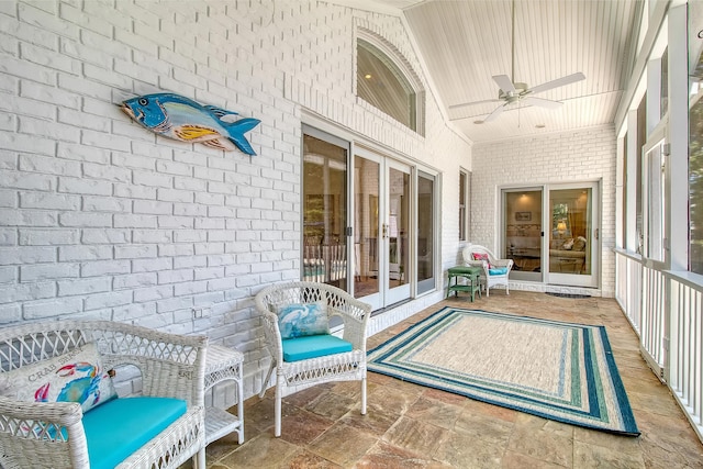 5084 Timber Race Crse, Hollywood, SC 29449 - sunroom featuring ceiling fan, french doors, and vaulted ceiling