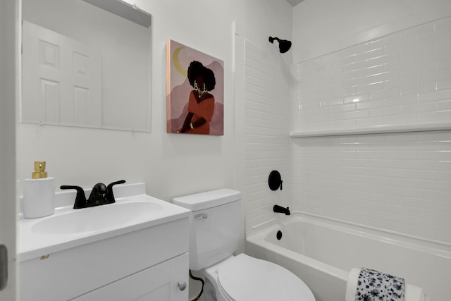 full bathroom featuring vanity, shower / bathtub combination, and toilet