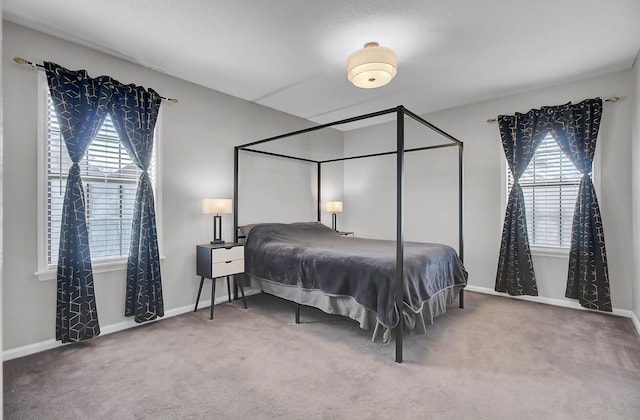 bedroom with carpet floors and baseboards