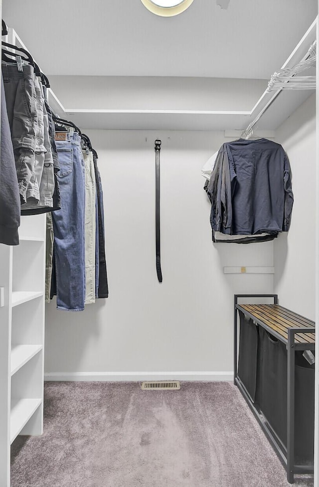 spacious closet with carpet and visible vents