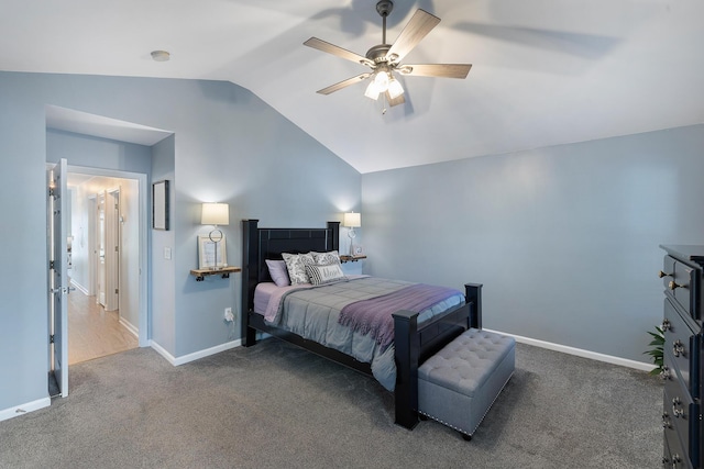 1136 Peninsula Cove Dr, Charleston, SC 29492 - bedroom featuring lofted ceiling, carpet, baseboards, and a ceiling fan