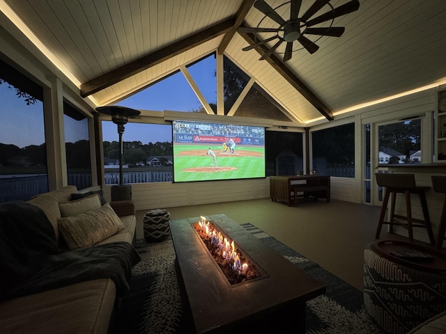 1136 Peninsula Cove Dr, Charleston, SC 29492 - carpeted home theater featuring a ceiling fan