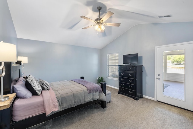 1136 Peninsula Cove Dr, Charleston, SC 29492 - bedroom featuring lofted ceiling, carpet floors, baseboards, and a ceiling fan