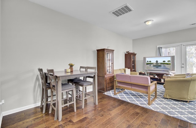 living room with dark wood-type flooring