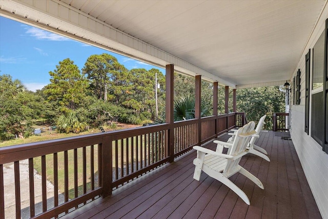 deck featuring a porch