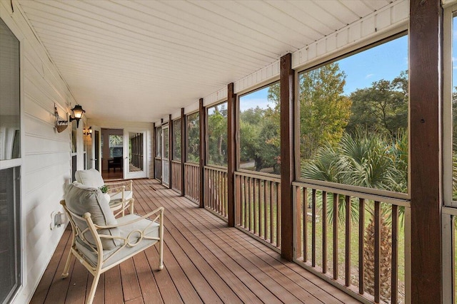 view of unfurnished sunroom